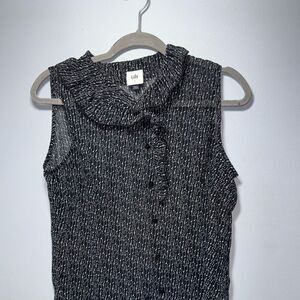 CAbi Sing Along Music notes Sheer Button down Top size Small EUC music teacher